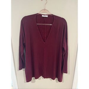 Bryn Walker Women's V-Neck Top Small Maroon